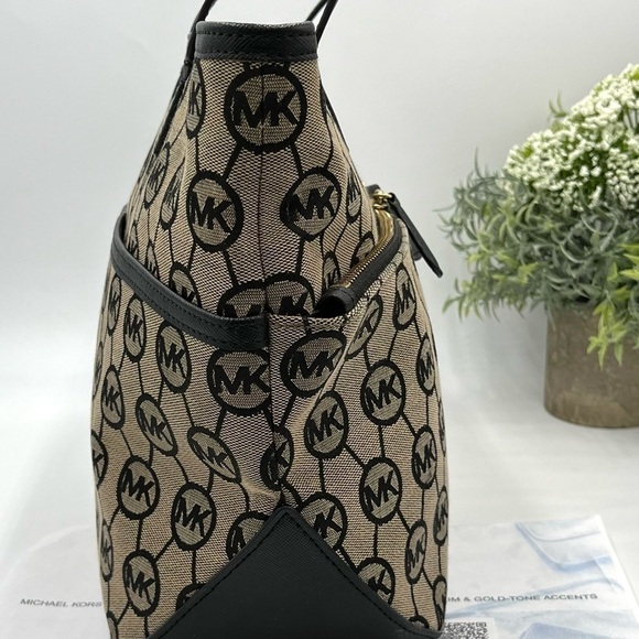 Authentic Michael Kors Kempton Monogram Logo Signature Tote Zip Pocket Shoulder - Picture 7 of 15